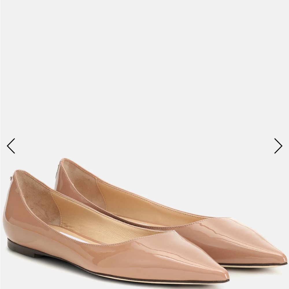 Jimmy choo LOVE ballet flats ballerina pink patent leather with gold JC on heel